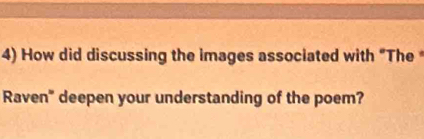 How did discussing the images associated with "The 
Raven" deepen your understanding of the poem?