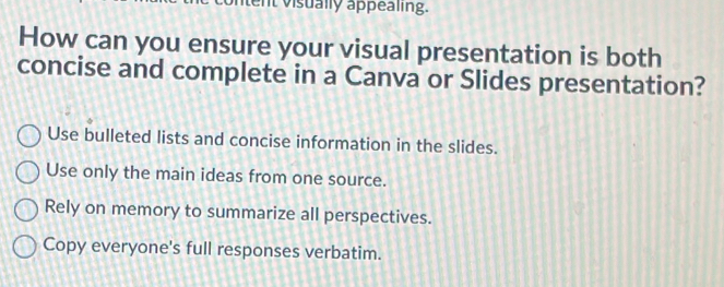 Solved: tent visually appealing. How can you ensure your visual ...