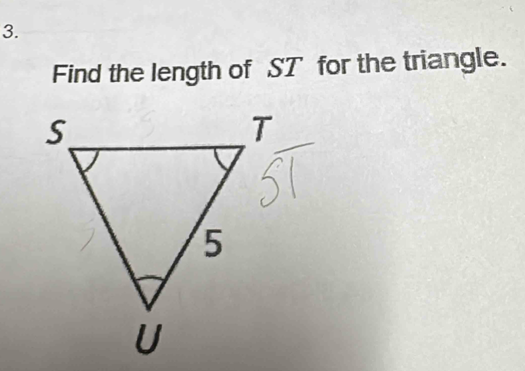 Find the length of ST for the triangle.