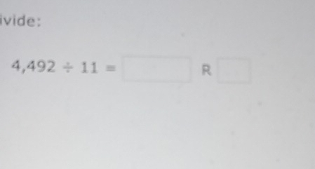 ivide:
4,492/ 11=□ R□