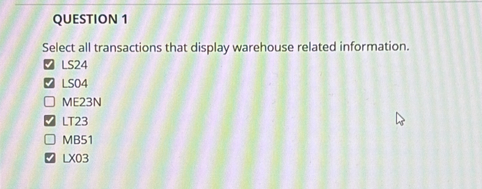 Solved: Select all transactions that display warehouse related ...