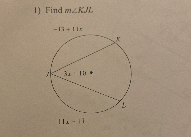 1)Find m∠ KJL