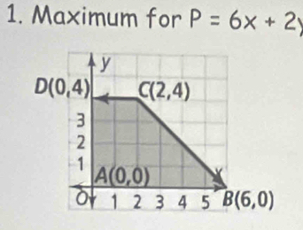 Maximum for P=6x+2y