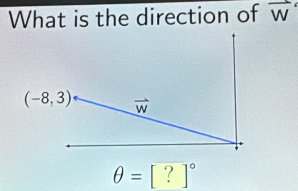 What is the direction of vector W
θ =[?]^circ 