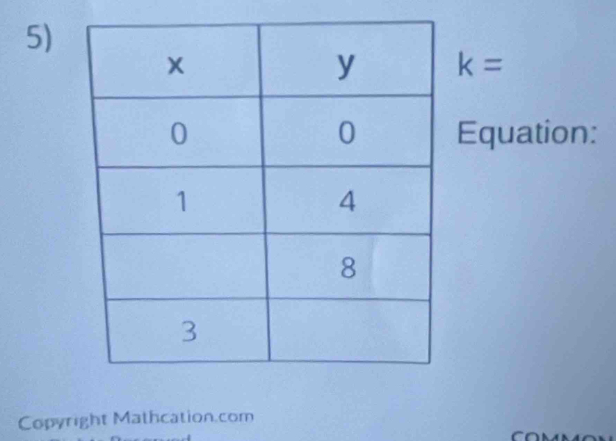 k=
Equation: 
Copyright Mathcation.com