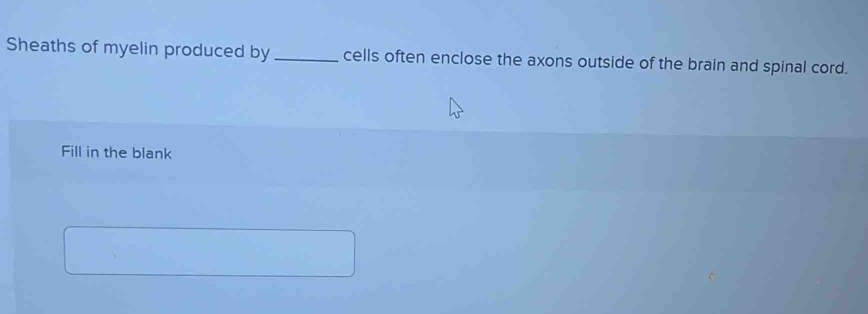 Sheaths of myelin produced by _cells often enclose the axons outside of the brain and spinal cord. 
Fill in the blank