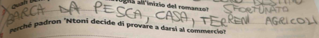 Qua t 
agna all'inizio del romanzo? 
Perché padron 'Ntoni decide di provare a darsi al commercio?