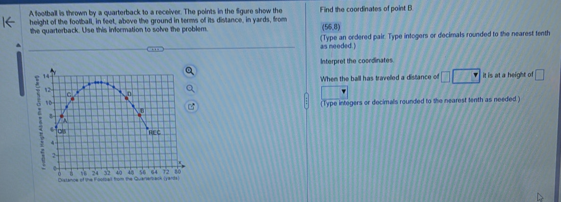 Solved: A football is thrown by a quarterback to a receiver. The points ...