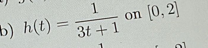 h(t)= 1/3t+1  on [0,2]