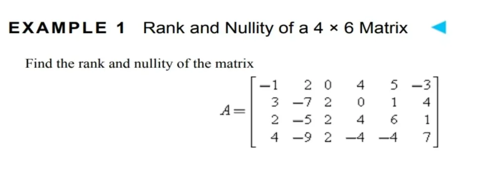 Solved: EXAMPLE 1 Rank and Nullity of a 4* 6 Matrix Find the rank and ...