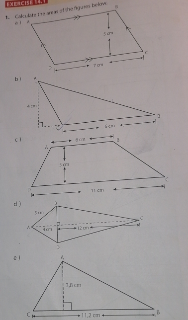 a 
b
4 cm
B
6 cm
d )