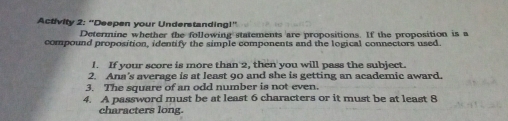 Solved: Activity 2: “Deepen your Understanding!