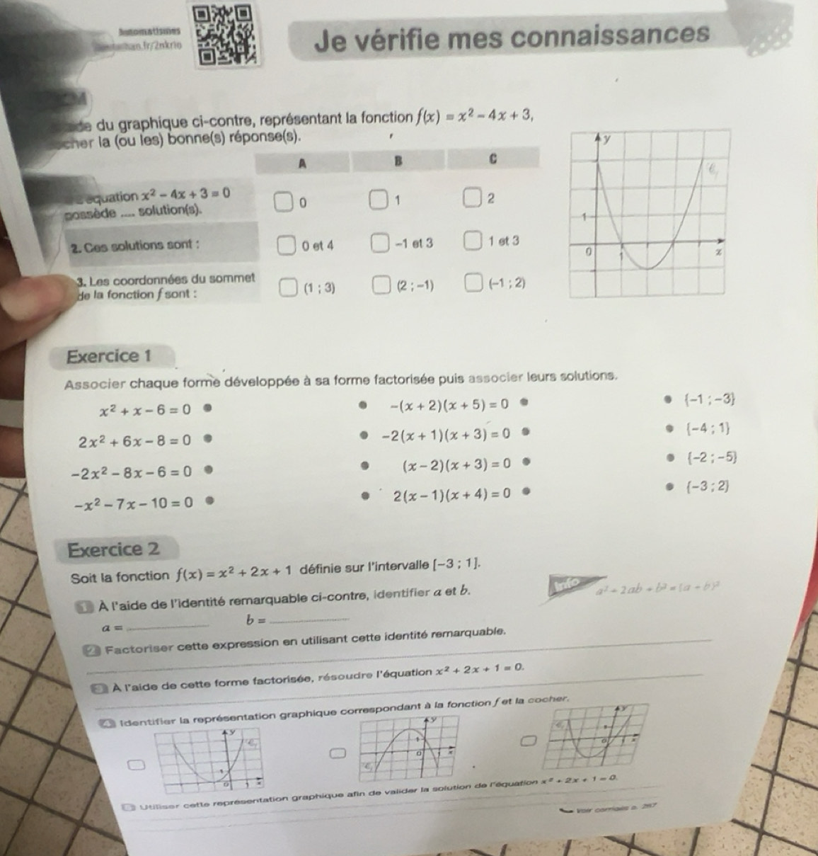 Résolu :Snomatismes kan fr/2nkrio Je vérifie mes connaissances sde du ...