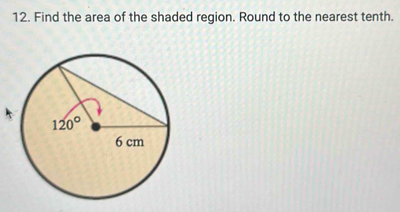 Find the area of the shaded region. Round to the nearest tenth.