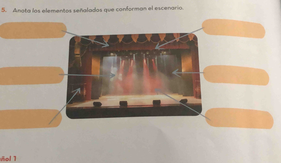 Anota los elementos señalados que conforman el escenario. 
ñol 1