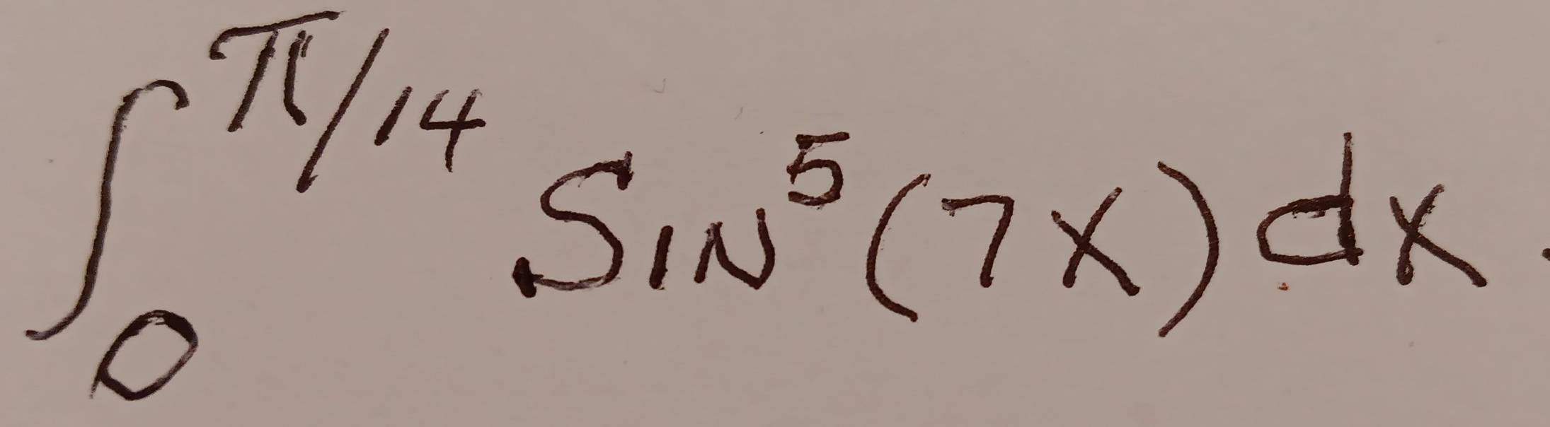 ∈t _0^((π /14)sin ^5)(7x)dx