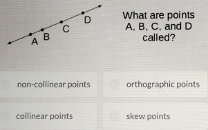 Solved: What are points A. B. C. and D called? non-collinear points ...