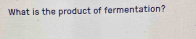 What is the product of fermentation?