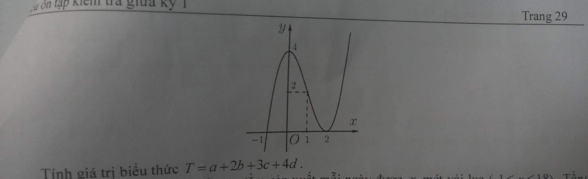 vu ôn tập kiểm tra giữa kỷ 1 
Trang 29
Tính giá trị biểu thức T=a+2b+3c+4d.
