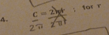 for r
4. frac c=frac 2π r ∠ 7