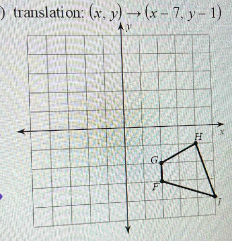 ) translation: (x,y)to (x-7,y-1)
x