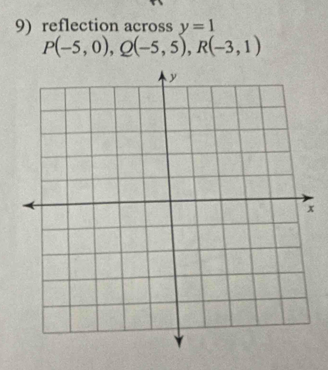 reflection across y=1
P(-5,0), Q(-5,5), R(-3,1)