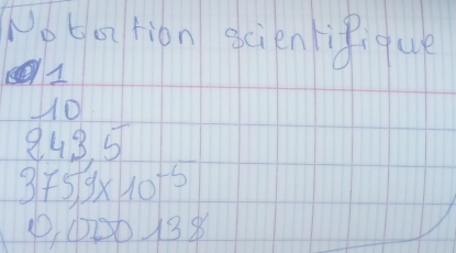 Nota tion scientifique 
1 
H D
243.5
375.9* 10^(-5)
p) ①2D 138