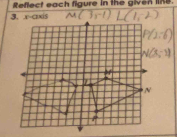 Reflect each figure in the given line.