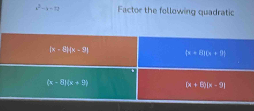 x^2-x-12 Factor the following quadratic