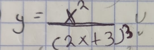 y=frac x^2(2x+3)^3v