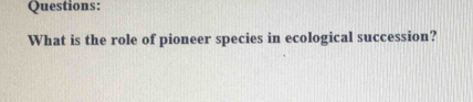 What is the role of pioneer species in ecological succession?