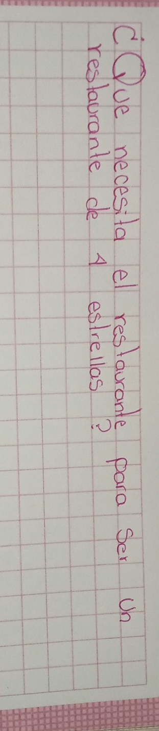 COue necesita el reslaurante para Ser Un 
restaurante de A estrellas?