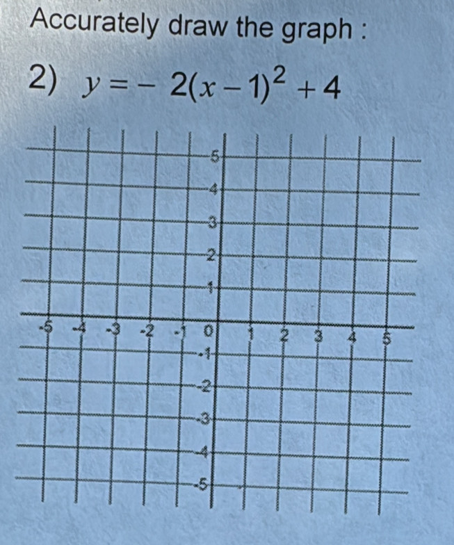 Accurately draw the graph : 
2) y=-2(x-1)^2+4