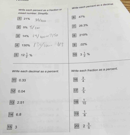 percent as a decimal.