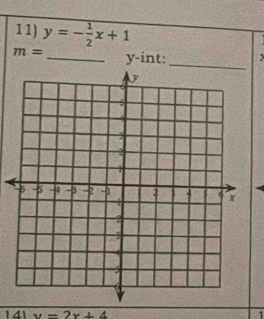 y=- 1/2 x+1

m=
_y-int:_ 
141 y=2x+4 1