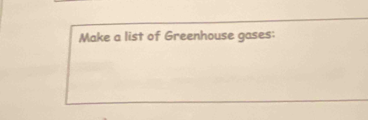 Make a list of Greenhouse gases: