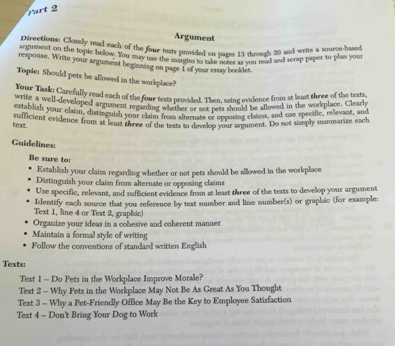 Solved: Argument Directions: Closely read each of the four texts ...