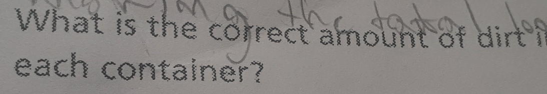 What is the correct amount of dirt i 
each container?