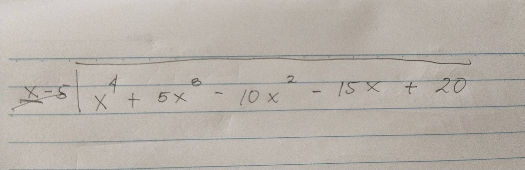 x=5sqrt(x^4+5x^3-10x^2-15x+20)