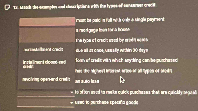 Solved: Match the examples and descriptions with the types of consumer ...