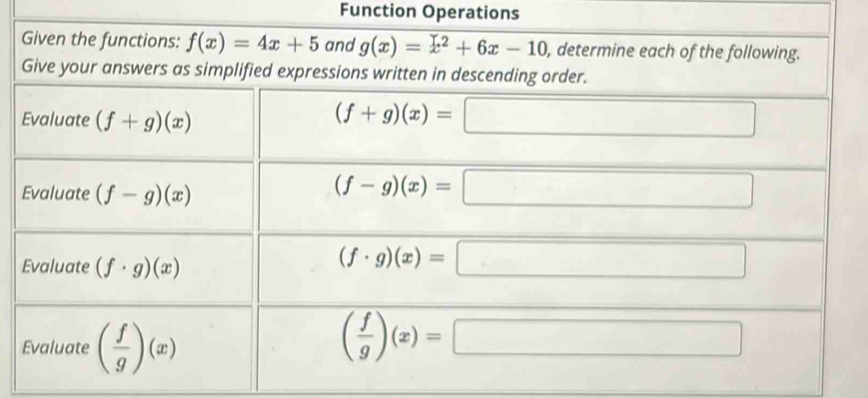 Function Operations