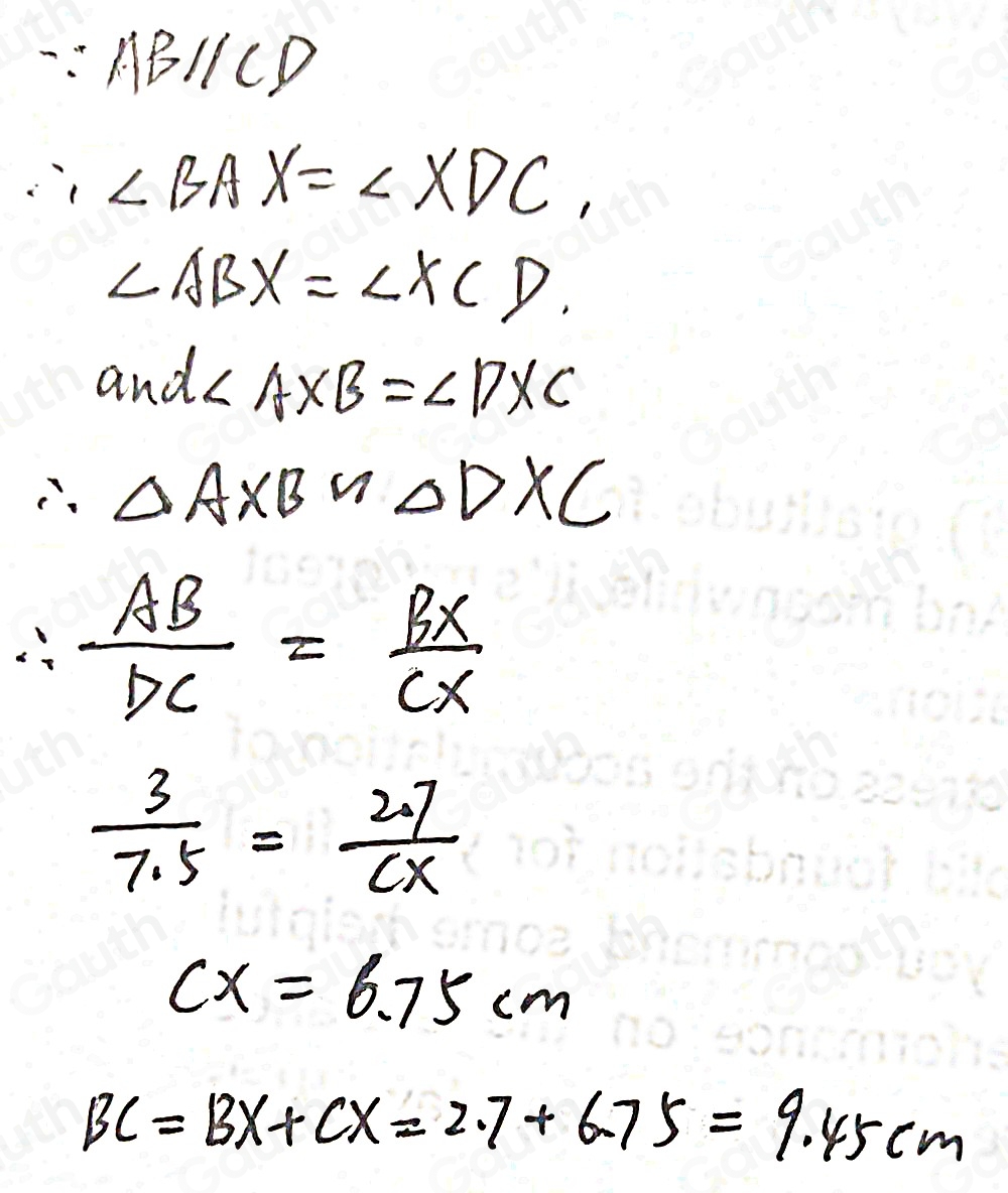 Solved: NOT TO SCALE In the diagram, AB and CD are parallel. The lines ...
