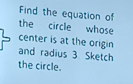 Solved: Find the equation of the circle whose center is at the origin ...