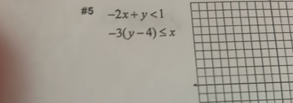 #5 -2x+y<1</tex>
-3(y-4)≤ x