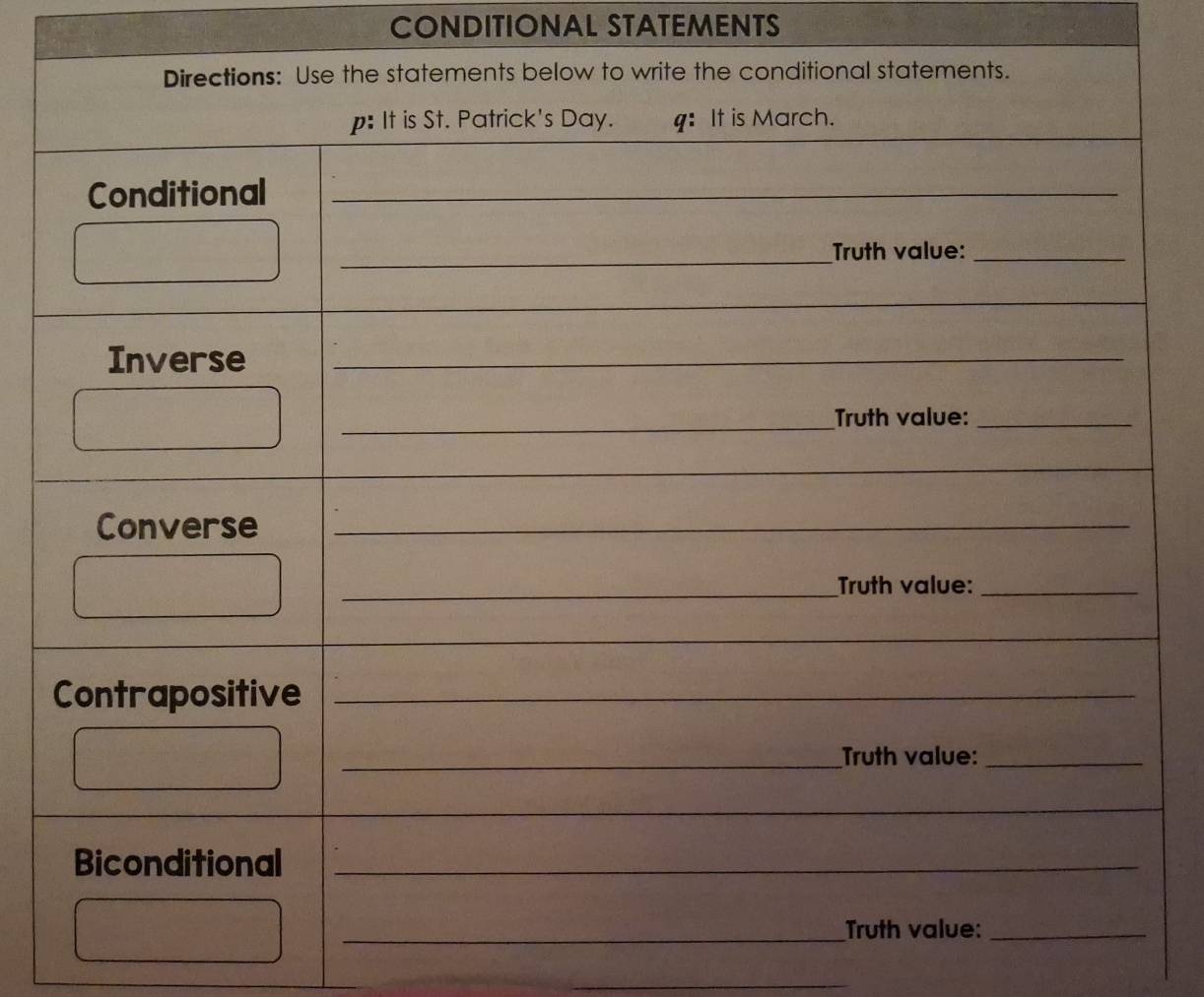 CONDITIONAL STATEMENTS 
_