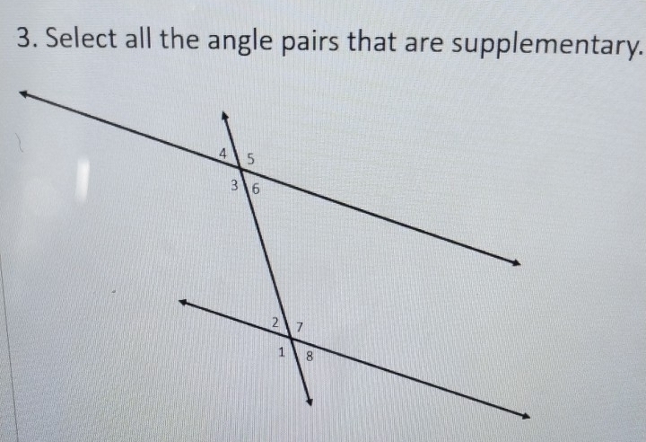 Select all the angle pairs that are supplementary.