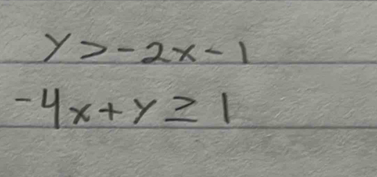 y>-2x-1
-4x+y≥ 1