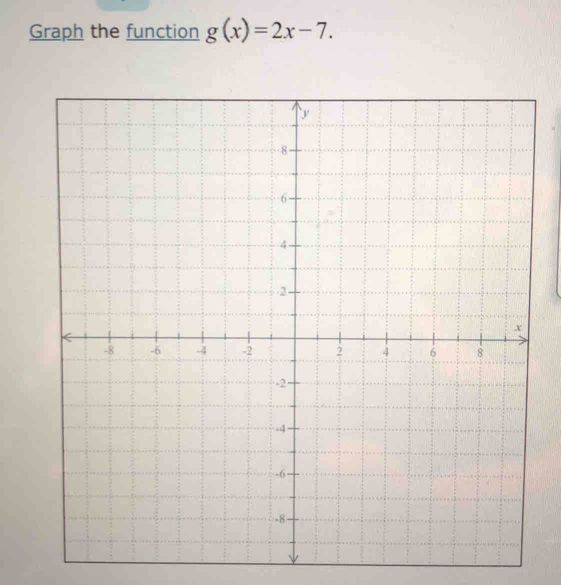 Graph the function g(x)=2x-7.