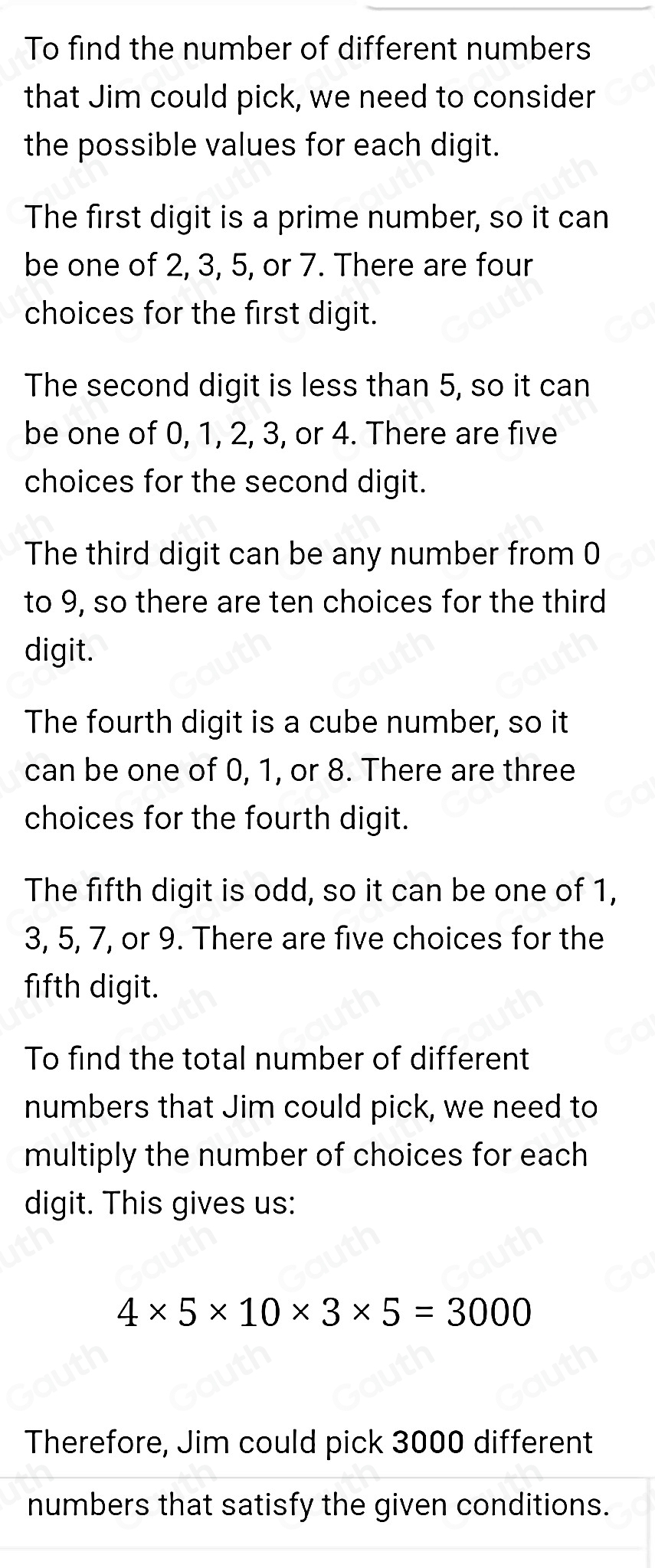 Solved: Jim picks a five digit odd number. The second digit is less ...