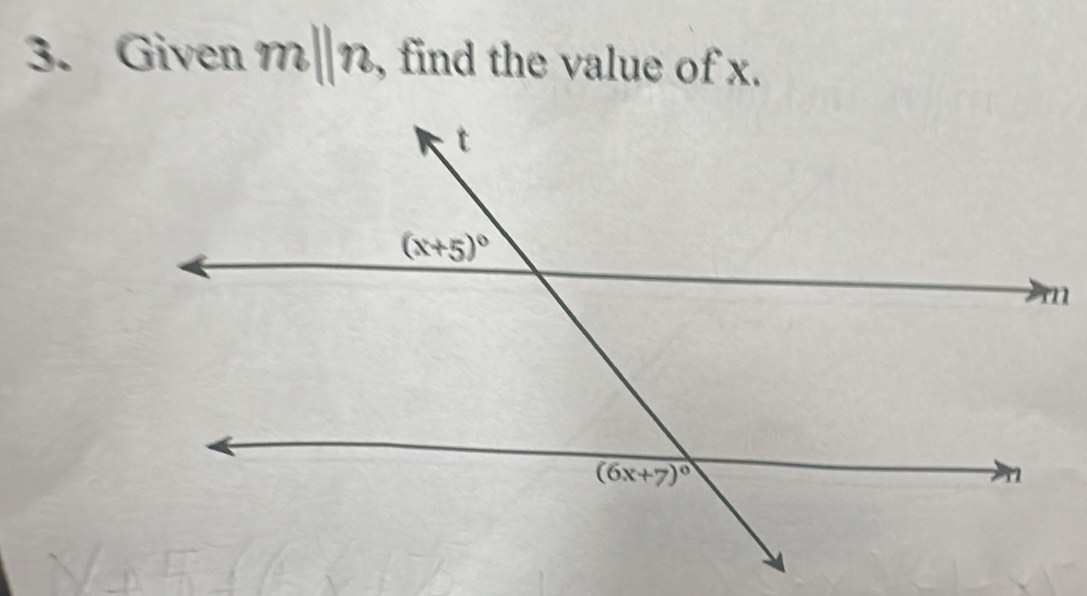 Given m||n , find the value of x.